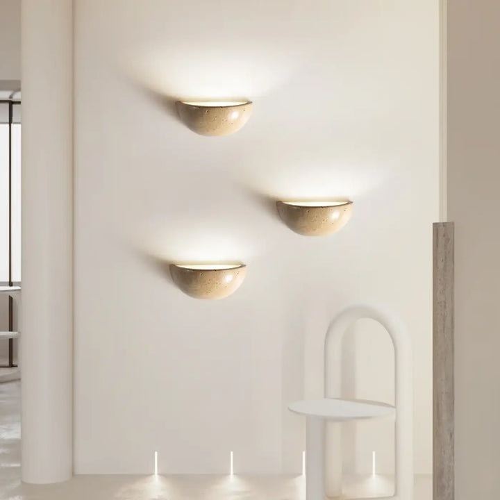 Applique marbre beige forme demi-sphère led style raffiné