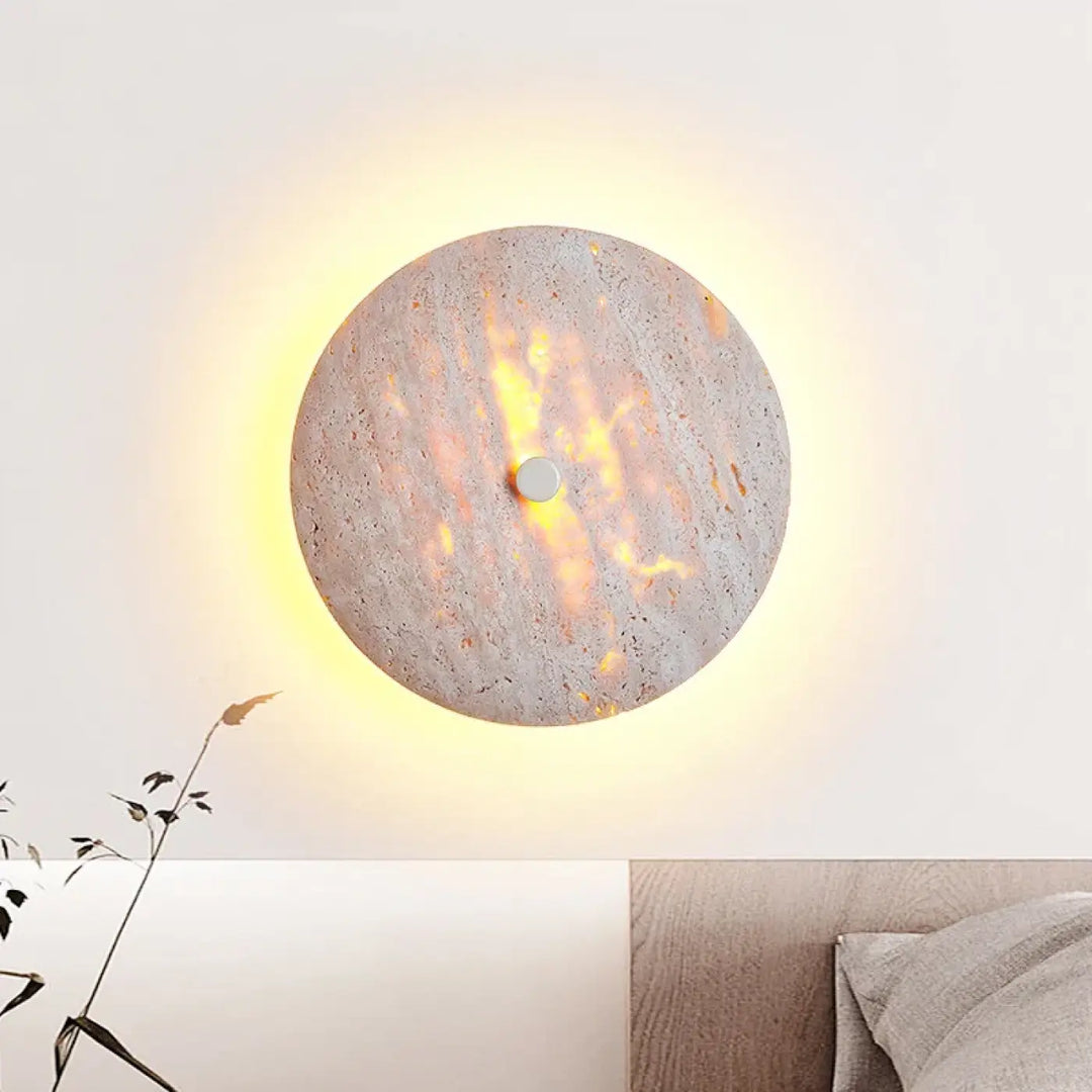 Applique murale minérale avec halo chaud et naturel