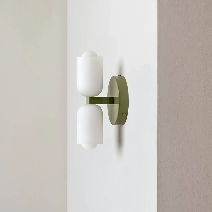 Applique murale minimaliste double diffuseur en verre opalin design