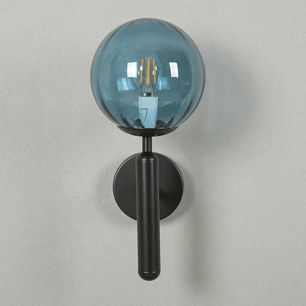 Applique Murale Moderne Boule Verre Fumé Et Métal Noir