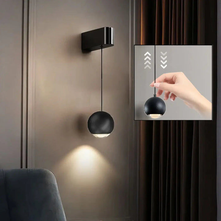 Applique murale samila noire sphérique avec design moderne et finition mate pour un mur moderne design