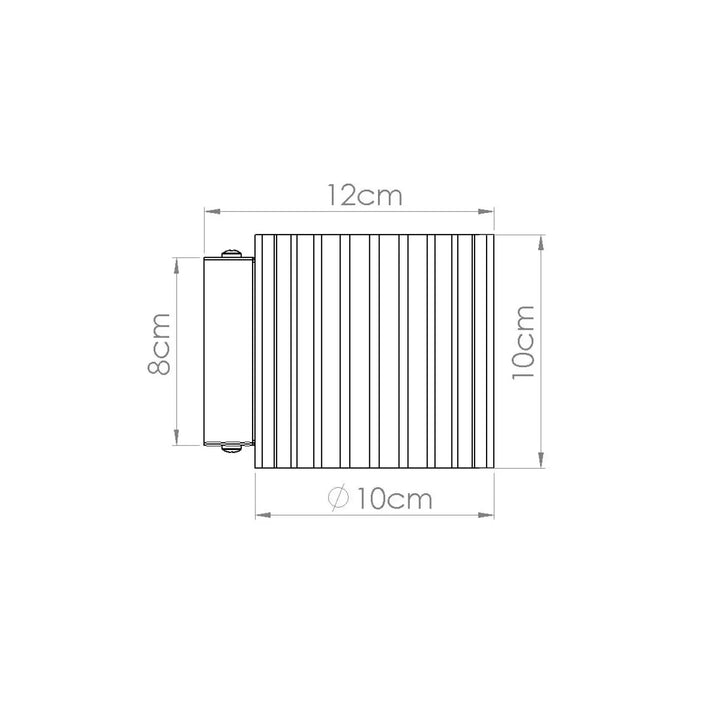 Applique murale aura moka avec forme unique inspirée, radiateur cylindrique moka de 12cm x 8cm à rainures verticales