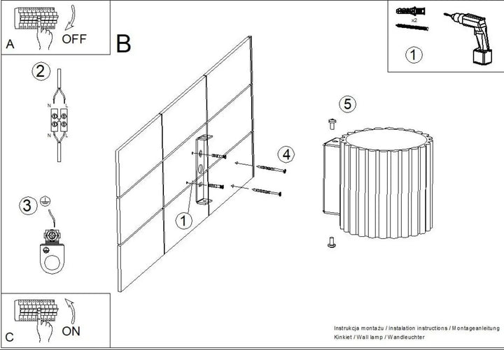 Applique murale aura moka en forme unique inspirée avec design cannelé et finition métallique cylindrique wall-mounted