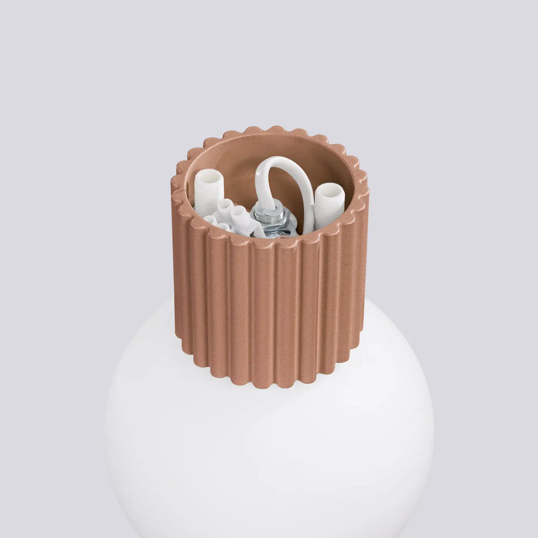 Applique murale halo moka avec douille matte terracotta cannelée et câblage blanc pour bureau décorative lampe halo