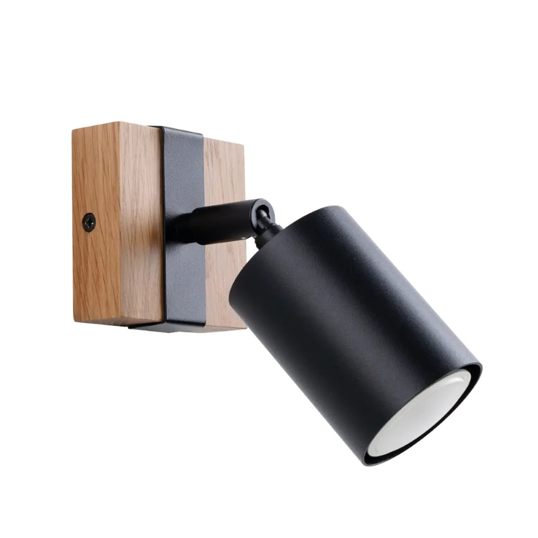 Applique murale fager 1 noir avec lampe directionnelle fager et abat-jours orientables en boîtier moderne en bois et métal