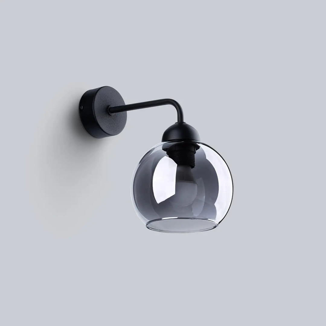 Applique murale collection alino noir avec verre teinté sphérique fumé pour éclairage design intérieur