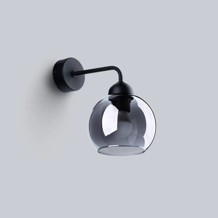 Applique murale collection alino noir avec verre teinté sphérique fumé pour éclairage design intérieur