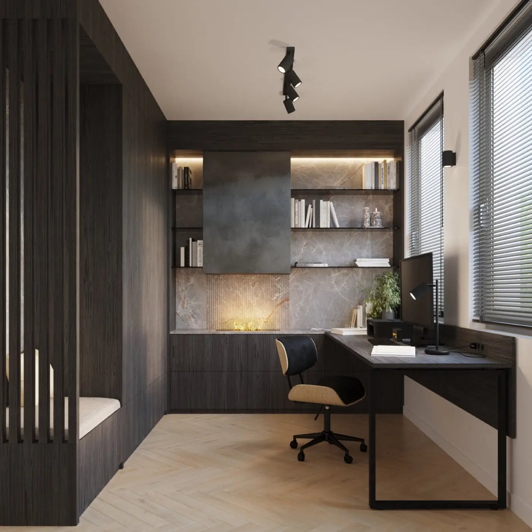 Applique murale karbon 10 noir avec design minimaliste, panneau effet marbre, éclairage sous-meuble chaud et ampoules gu10 interchangeables