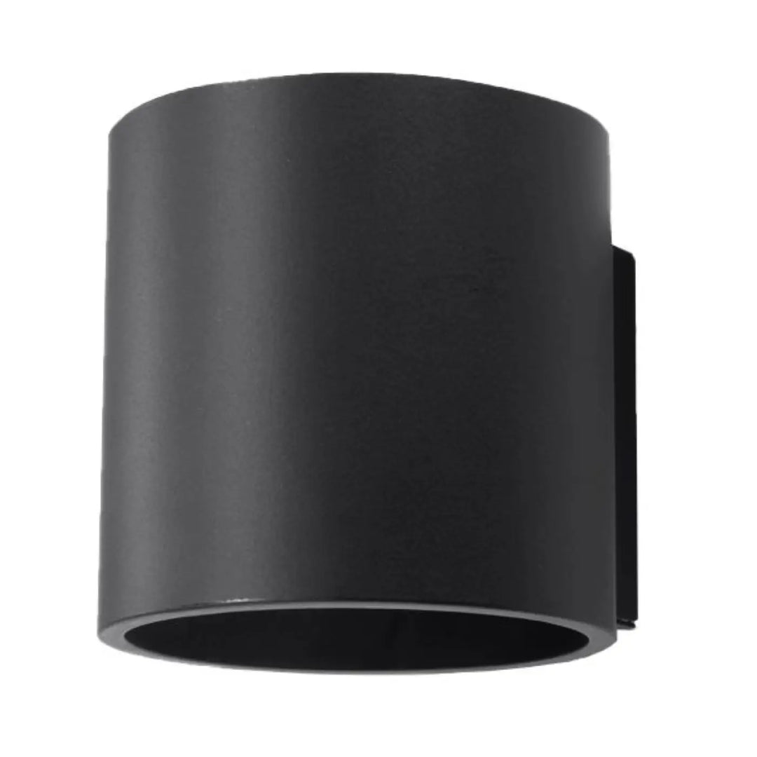 Kinkiet orbis noir cylindrique avec finition mate en bois naturel pour éclairage mural extérieur