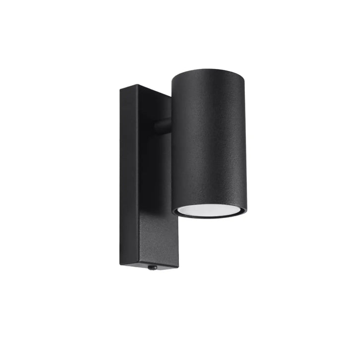 Applique murale utti noire en cylindre mat avec forme discrète design minimaliste pour éclairage extérieur