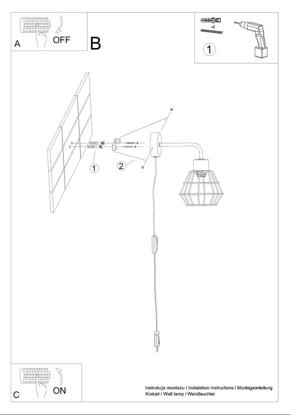 Schéma d'installation du luminaire