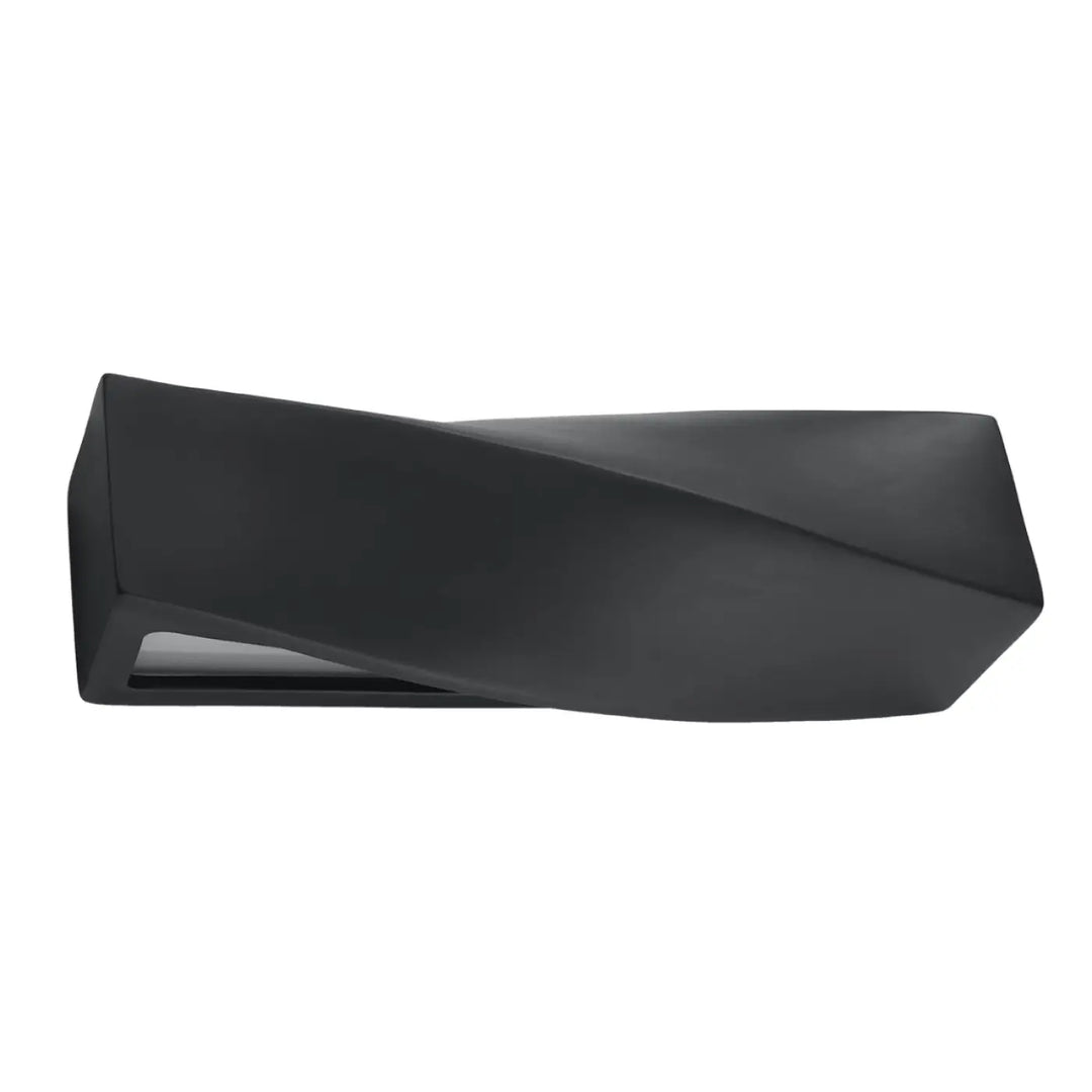 Applique murale céramique sigma noir avec finition mate noire et design géométrique angulaire torsadé céramique moderne
