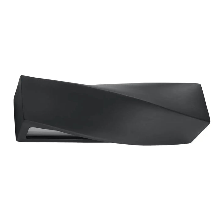 Applique murale céramique sigma noir avec finition mate noire et design géométrique angulaire torsadé céramique moderne