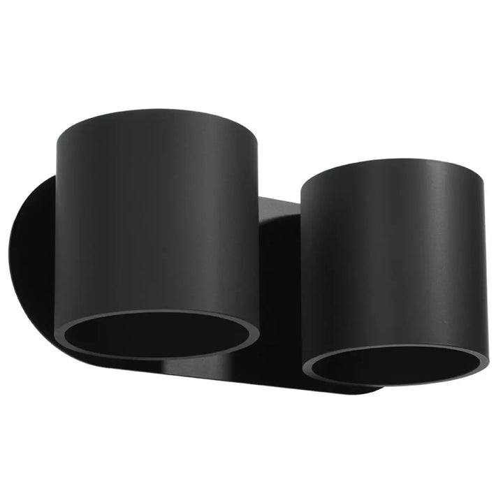 Kinkiet orbis noir avec finition mate et design cylindrique moderne en bois naturel pour éclairage mural élégant