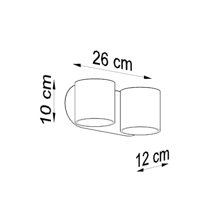 Kinkiet orbis deux cylindres minimaliste noir en bois naturel avec lignes épurées et dimensions précises monté au mur