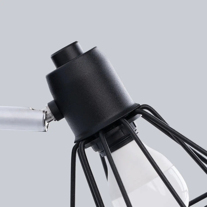 Applique murale série artemis 1 noir cage métallique noire ampoule verre clair base industrielle pour atmosphère intime