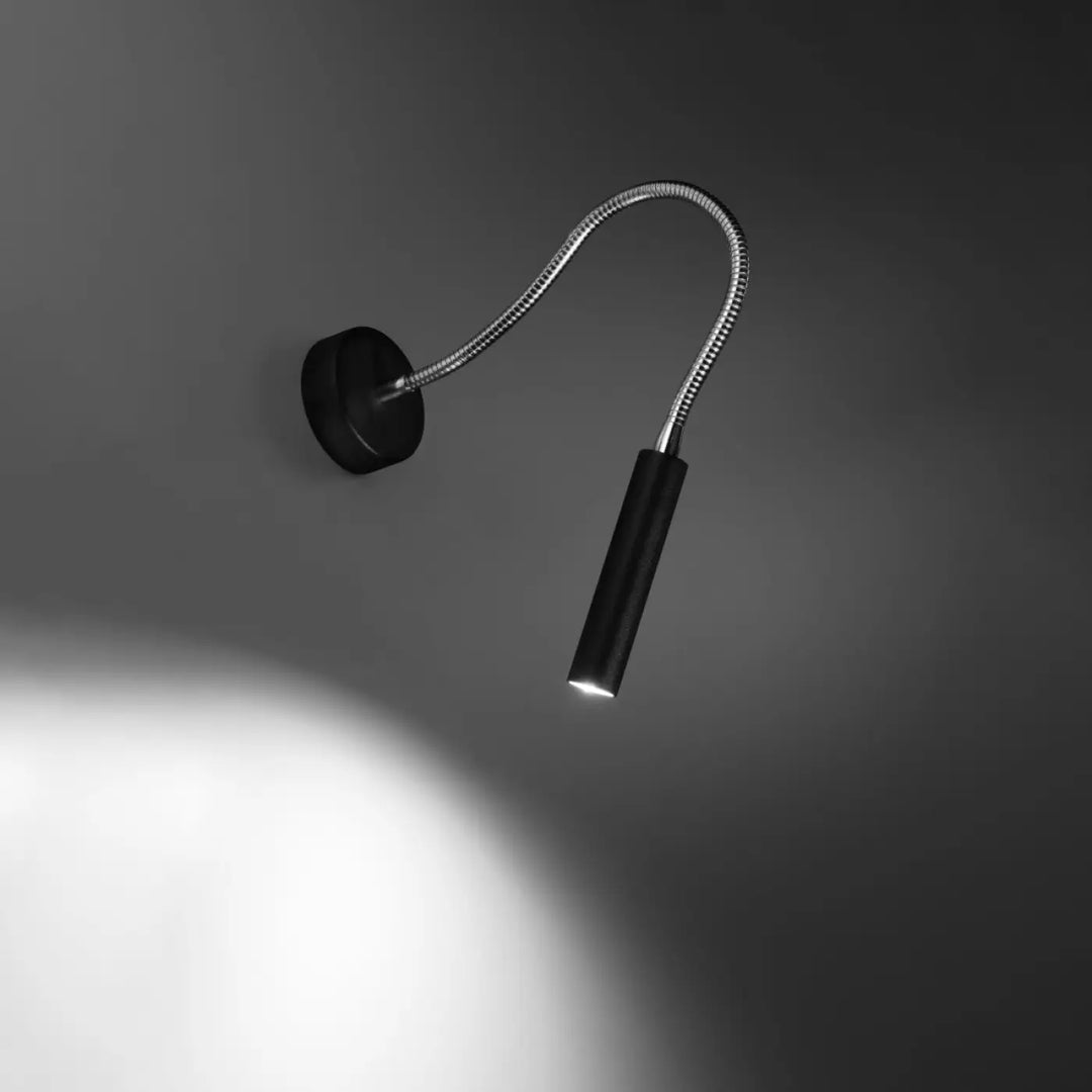 Applique murale minimaliste série axil noire avec col métallique flexible et éclairage élégant ciblé