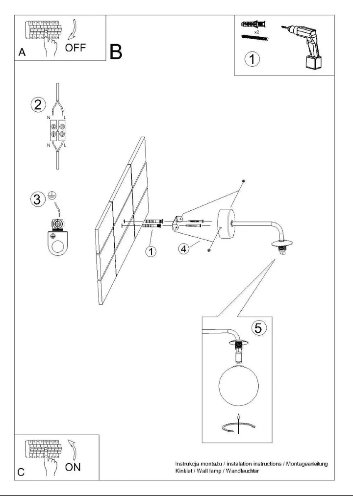Applique murale noire et argentée lampe astral édition minimaliste avec bras courbé et fixation murale collection astral
