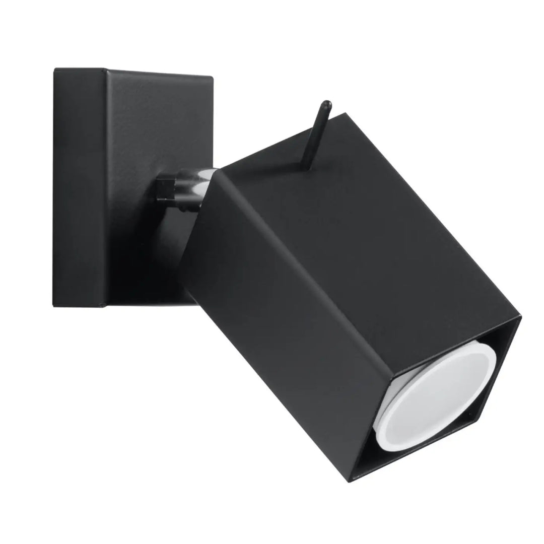 Applique murale merida noire matte avec spot rectangulaire et lentille circulaire blanche pour éclairage moderne