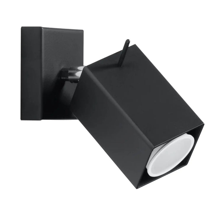 Applique murale merida noire matte avec spot rectangulaire et lentille circulaire blanche pour éclairage moderne
