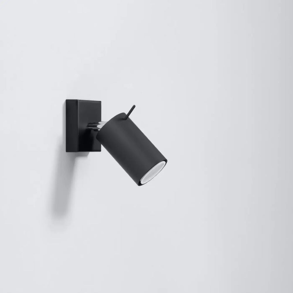 Applique murale ring noire en finition mate avec tête cylindrique et base carrée offrant confort d’utilisation et totale liberté d’aménagement