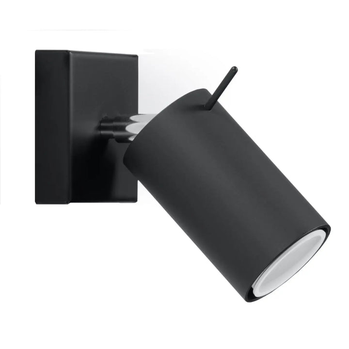 Applique murale ring noire en finition mate avec tête cylindrique et bras ajustable pour totale liberté daménagement et confort dutilisation