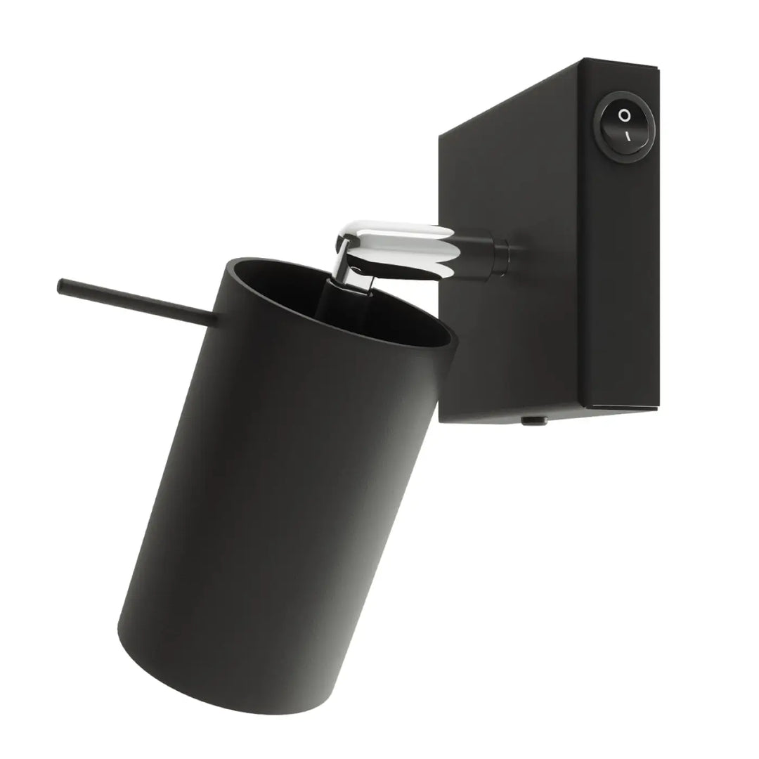 Applique murale ring noir avec bras mobile en finition mate et accents chrome pour totale liberté daménagement