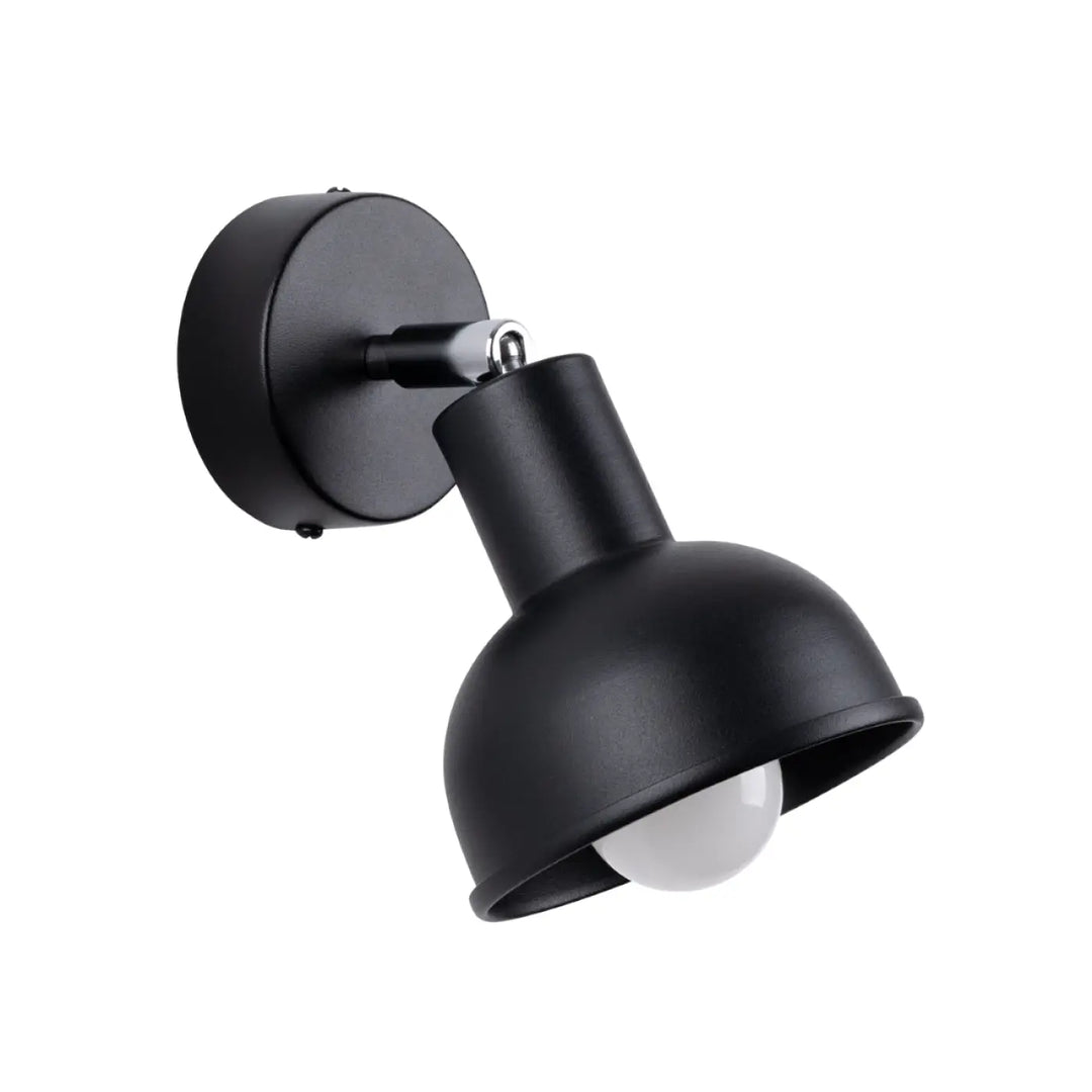 Applique murale lampe elba noir avec finition mate, bras réglable et abat-jour en dôme pour minimalisme combiné et éléments subtils