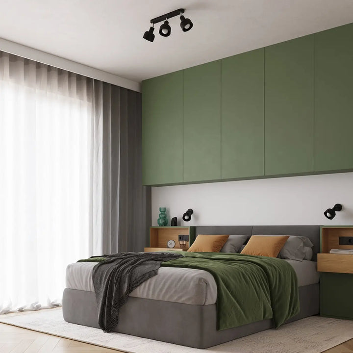 Applique murale elba noir en panneaux verts mat au minimalisme combiné avec des éléments subtils et design épuré