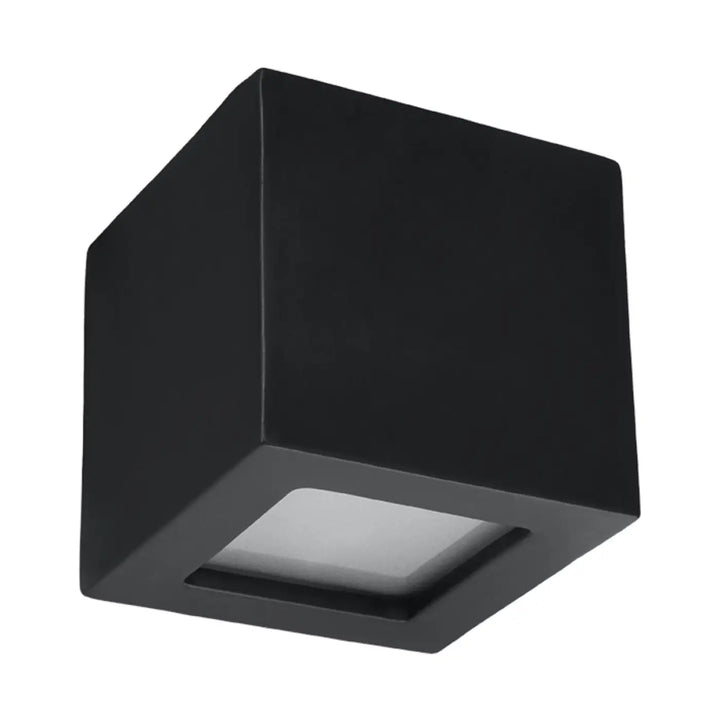 Applique murale moderne céramique leo noire avec finition mate et panneau led encastré pour belle lumière extérieure