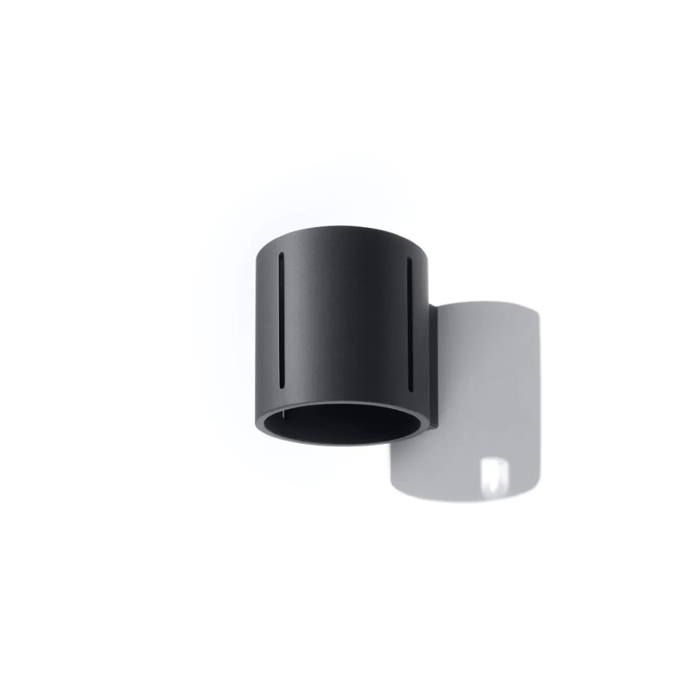 Applique murale inez noire cylindrique avec perforation linéaire et finition mate pour un style moderne
