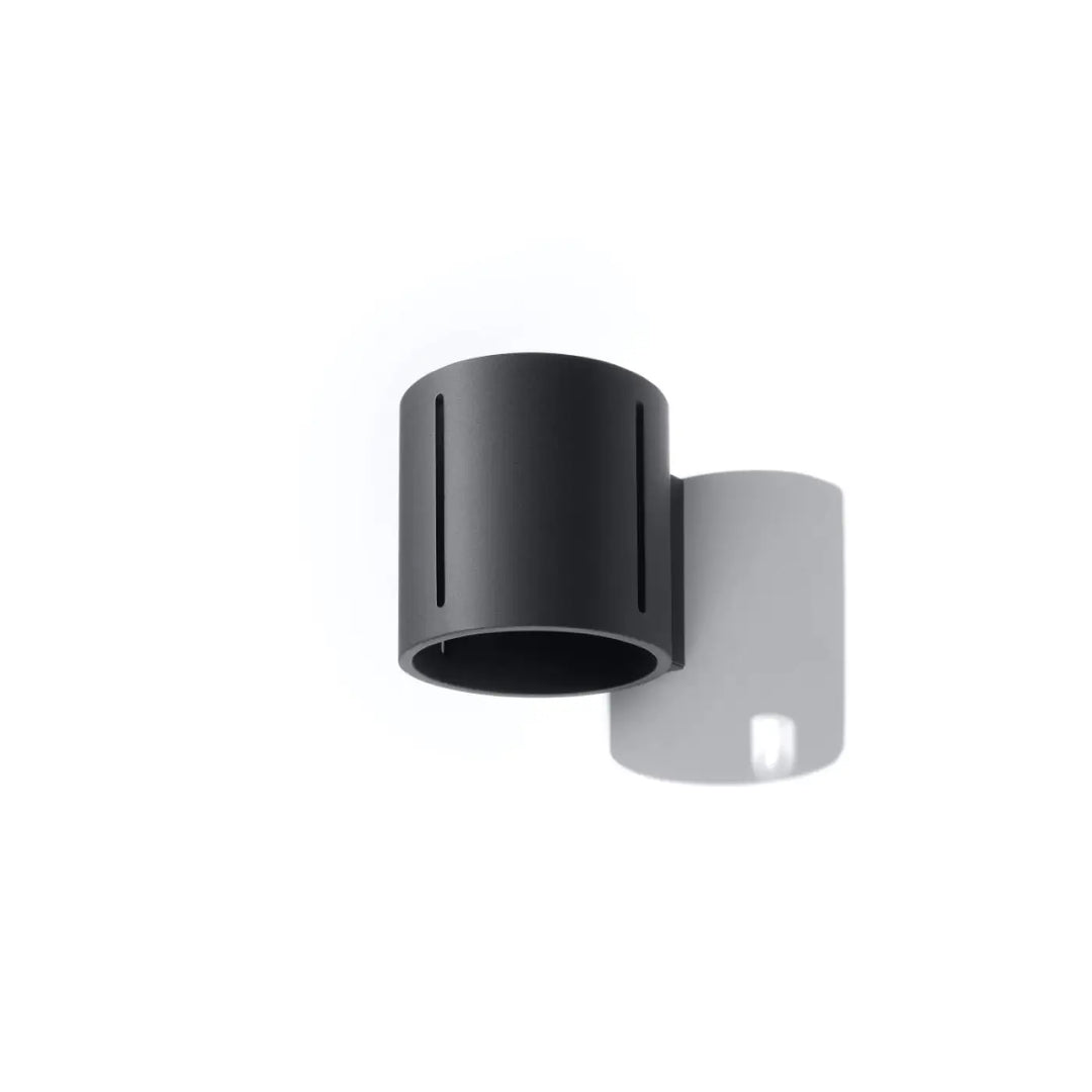 Applique murale inez noire cylindrique avec perforation linéaire et finition mate pour un style moderne