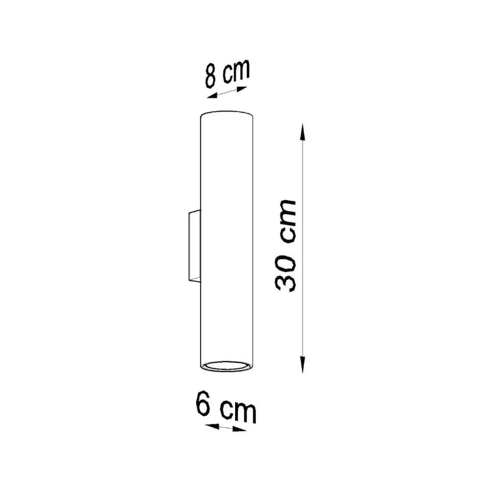 Applique lagos noire cylindrique 30 cm en métal pour décoration moderne avec base diamètre 6 cm et plaque 8 cm