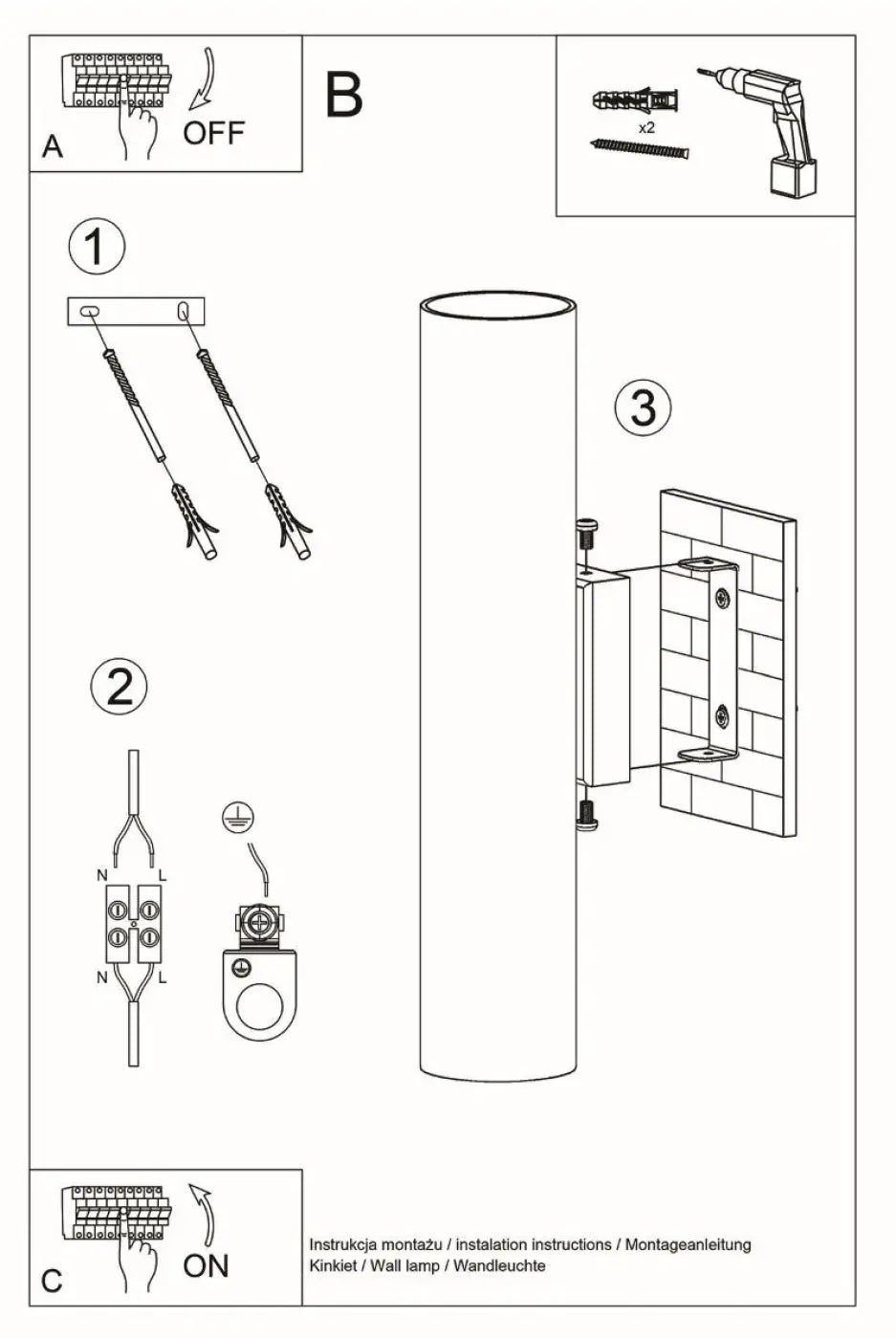 L’applique lagos 2 noir en métal avec design cylindrique minimaliste pour décoration moderne murale