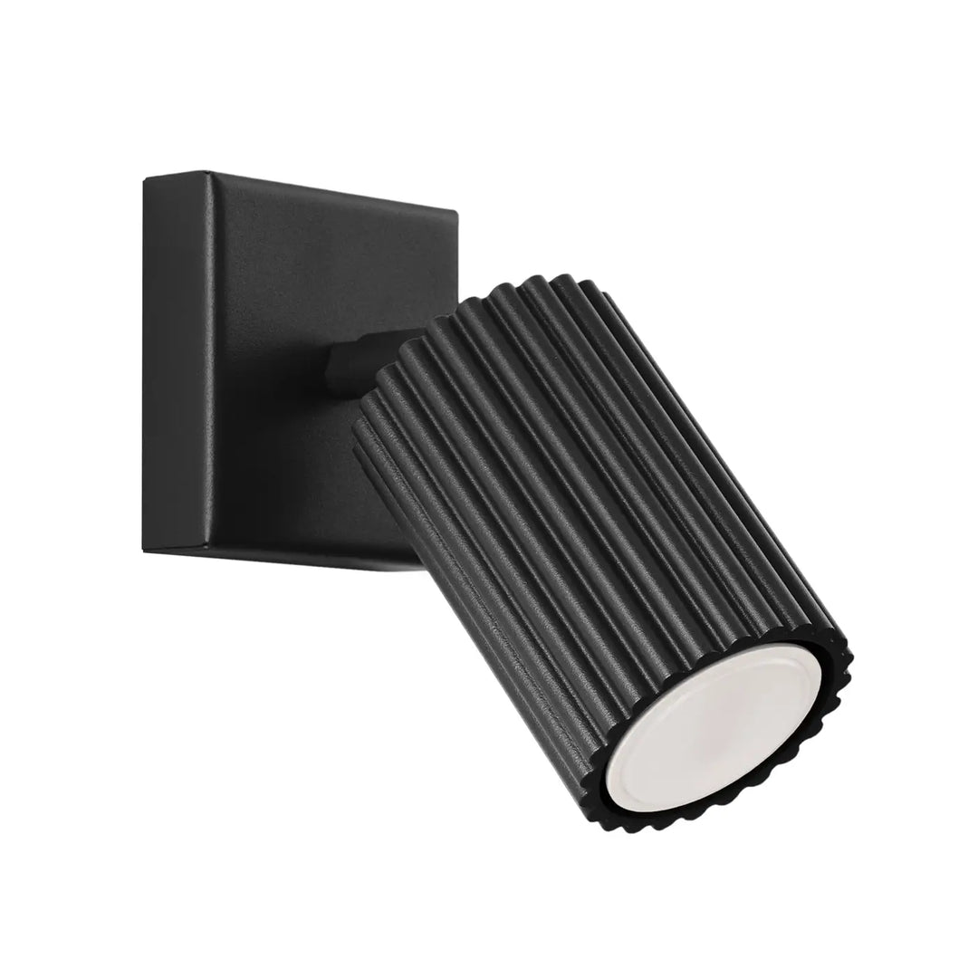 Applique murale karbon noir en design minimaliste avec ampoules gu10 interchangeables et finition mate ribbée