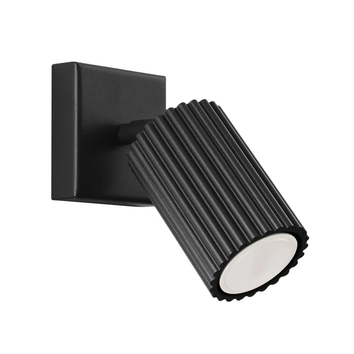 Applique murale karbon noir en design minimaliste avec ampoules gu10 interchangeables et finition mate ribbée