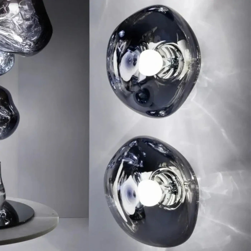 Applique murale nordique en verre teinté à l'effet fondu dans la lave

