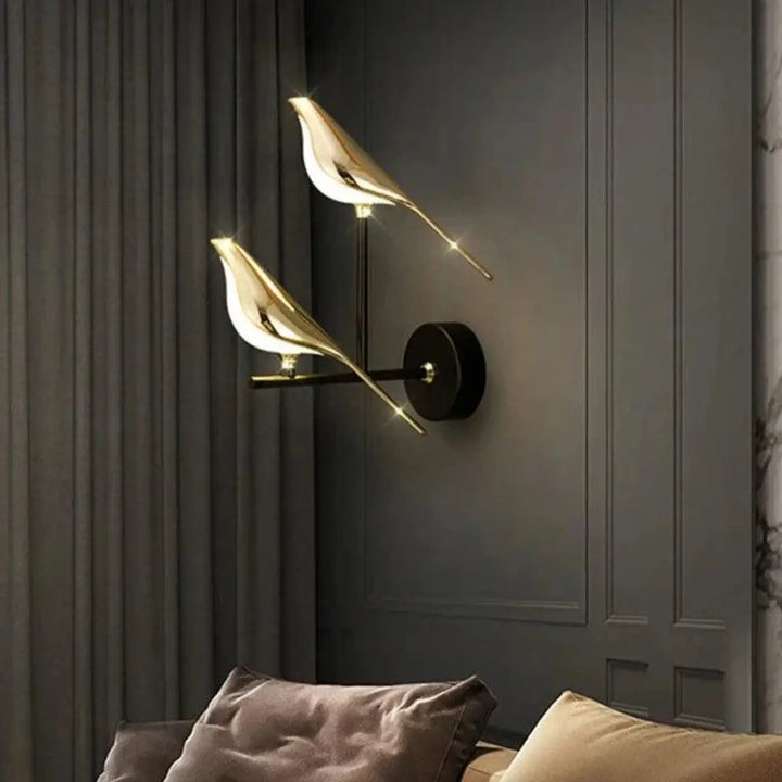 Applique Murale Oiseaux en Aluminium Noir ou Argenté