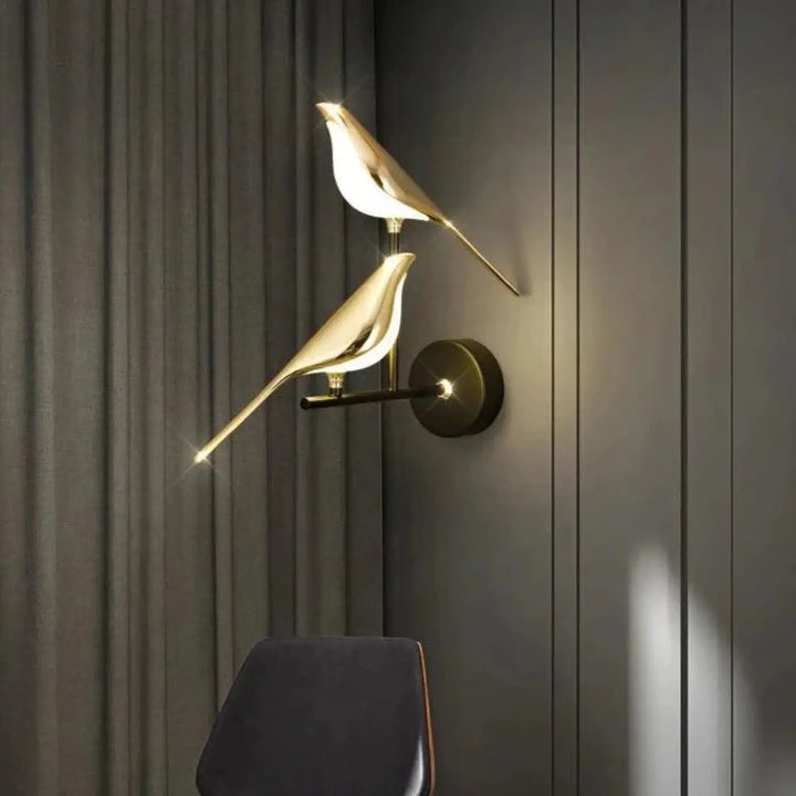 Applique Murale Oiseaux en Aluminium Noir ou Argenté