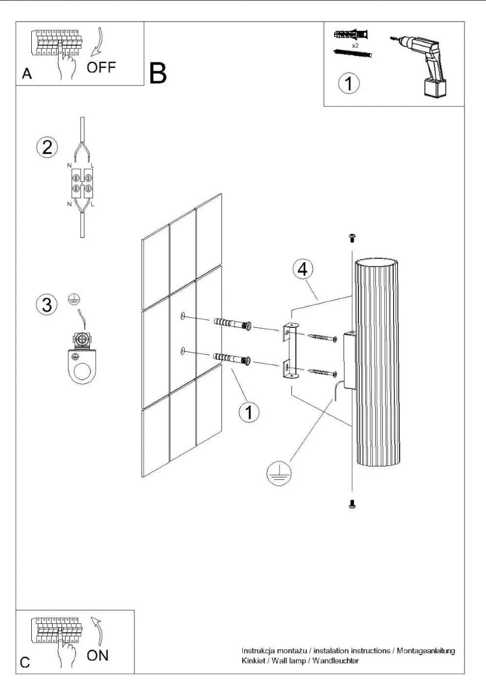 Applique murale karbon 30 or avec texture cylindrique rainurée en métal design minimaliste et ampoules gu10 interchangeables