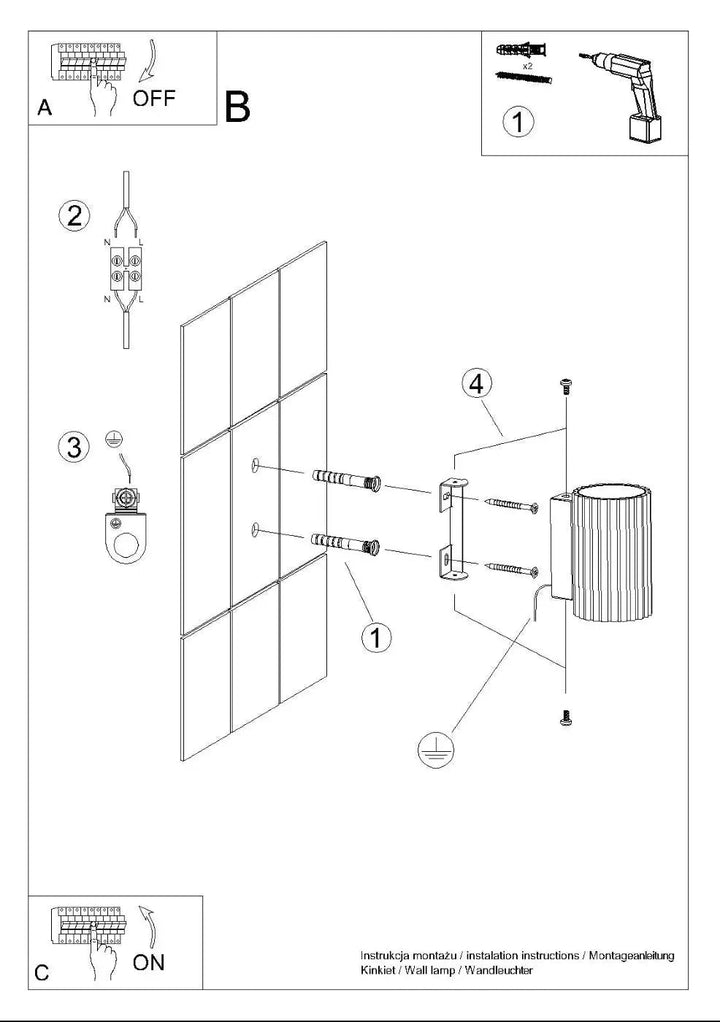 Applique murale karbon 10 or avec texture cannelée verticale en métal pour un design minimaliste et ampoules gu10 interchangeables
