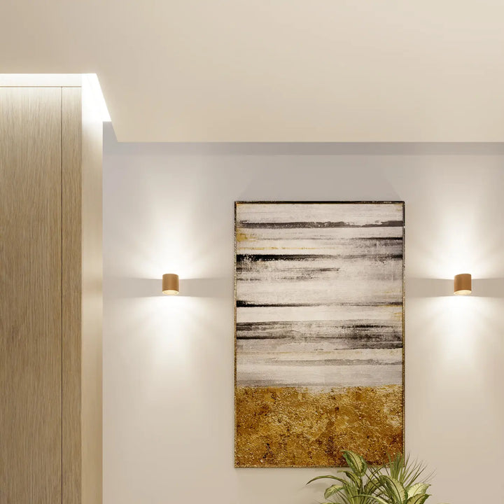 Applique murale orbis 1 moderne avec motifs horizontaux noir blanc et or texturé idéale pour décoration intérieure simple coup