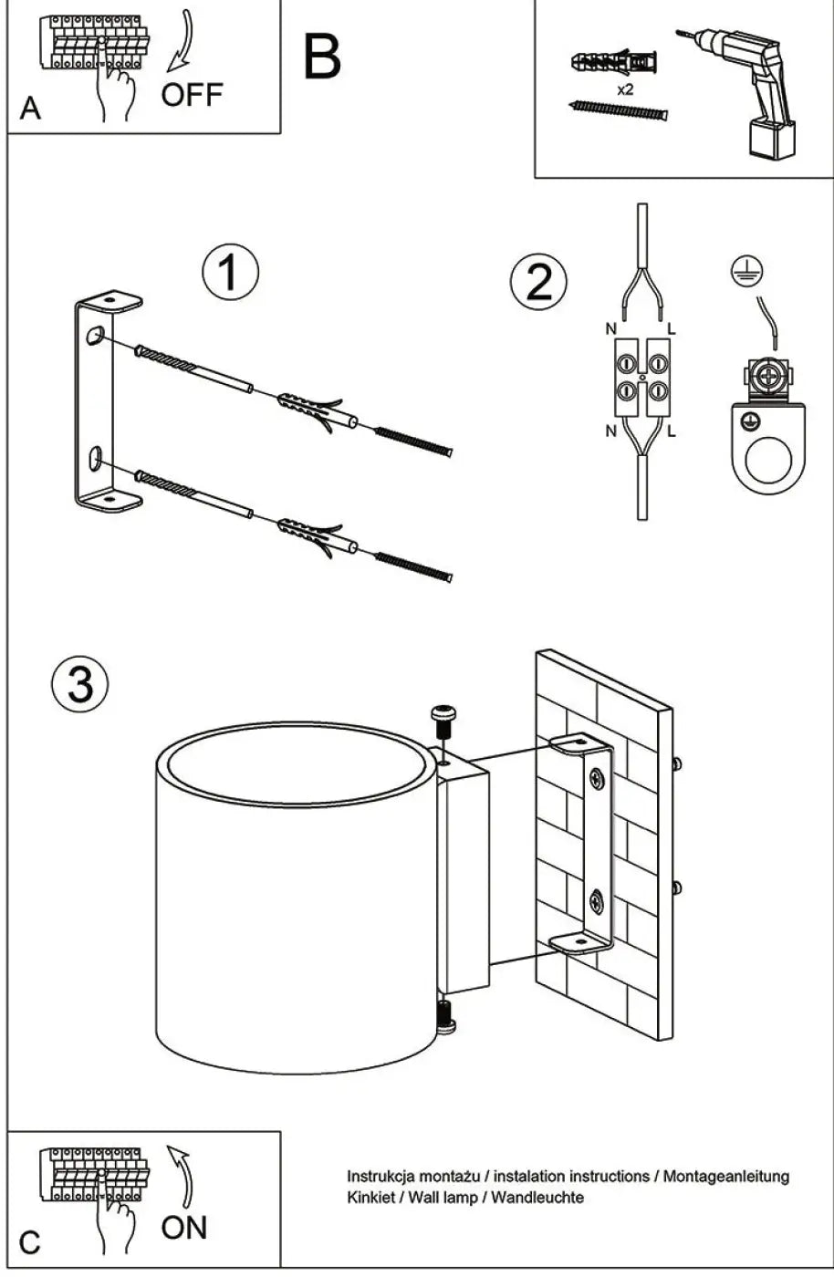 Applique murale orbis 1 simple coup avec support métallique cylindrique en décoration intérieure moderne