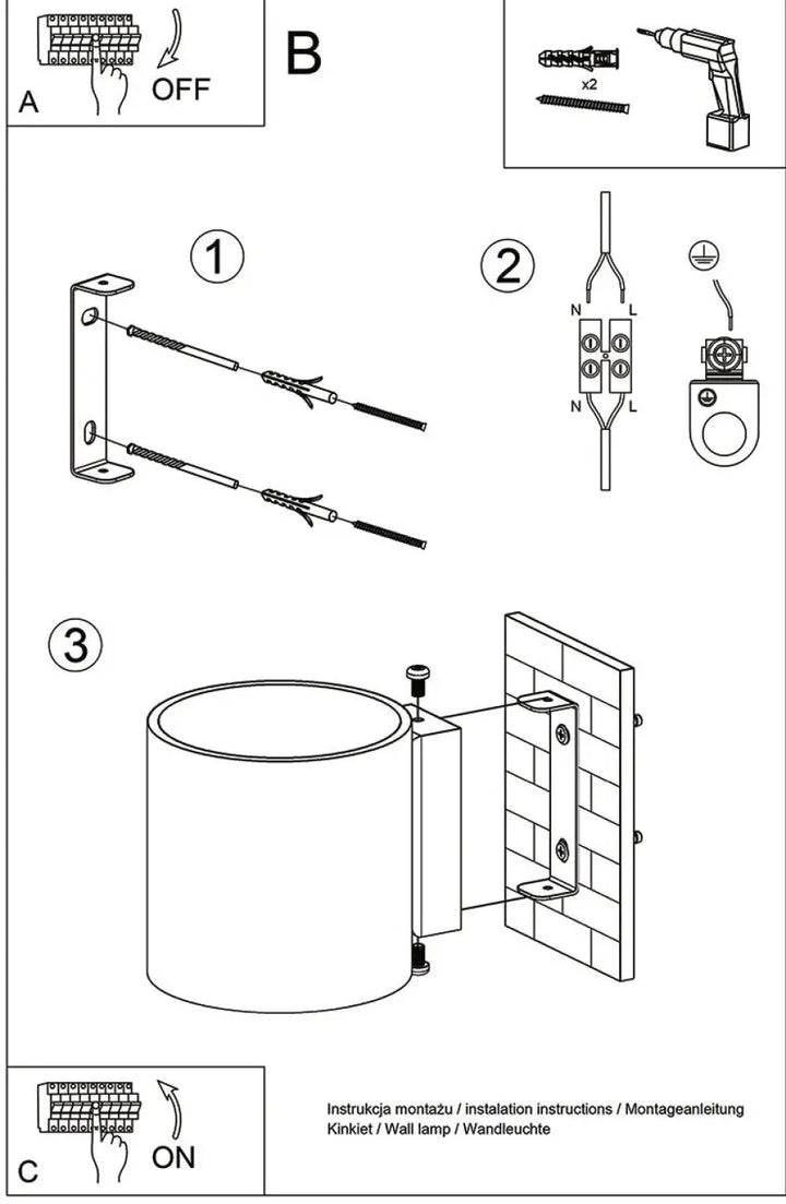Applique murale orbis 1 simple coup avec support métallique cylindrique en décoration intérieure moderne