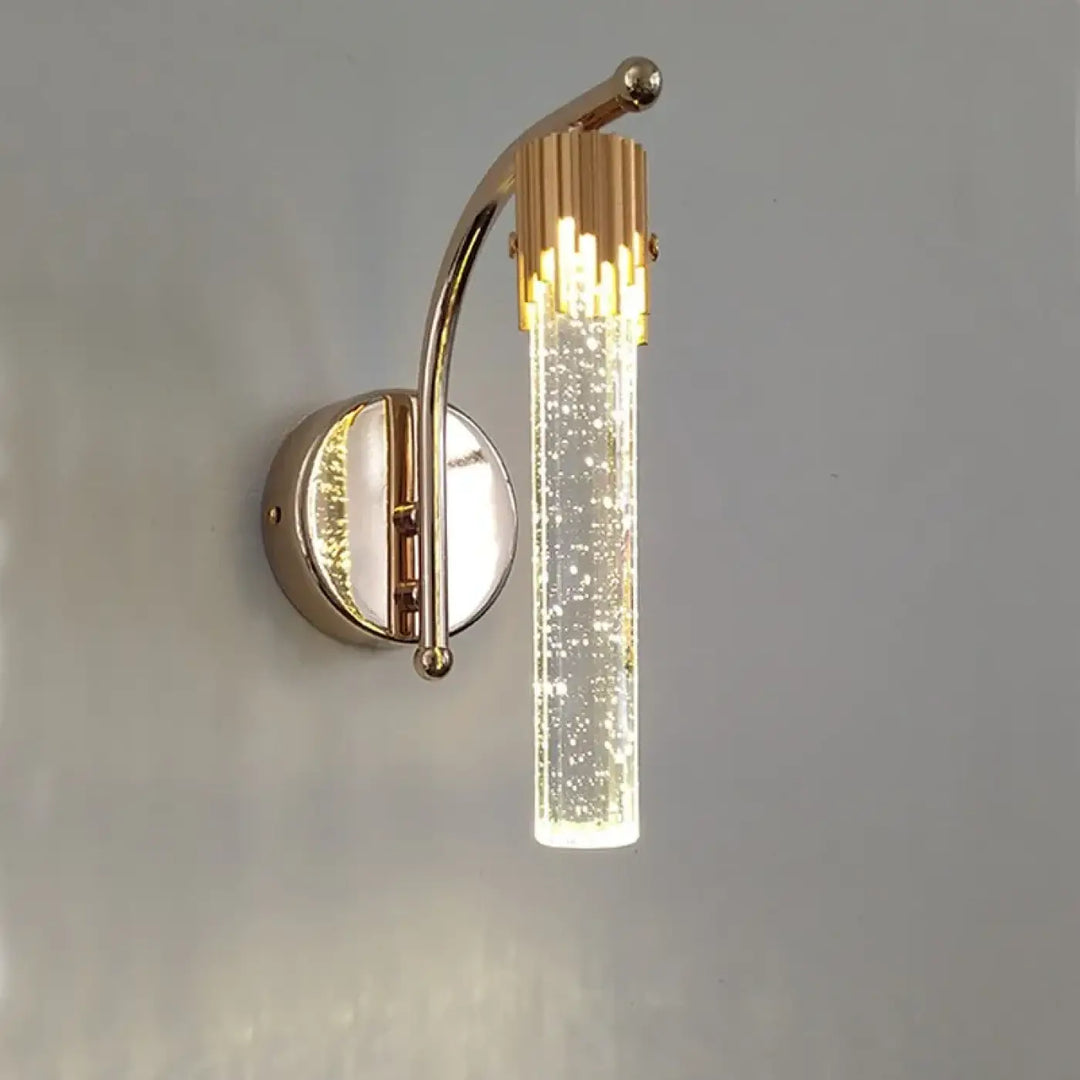 Applique Murale Originale Avec Barre En Verre Et Support Doré