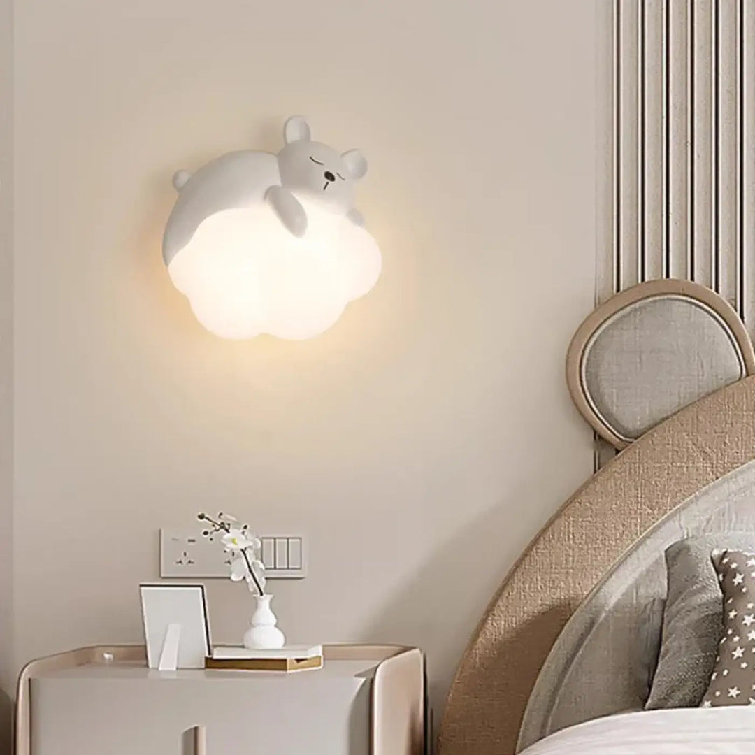Applique Murale Ours Blanc Pour Chambre D’Enfant Sur Nuage