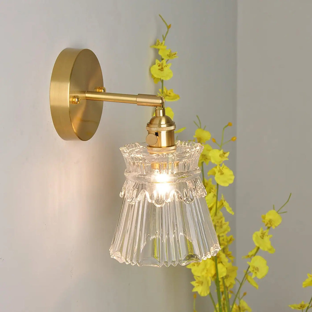 Applique Murale En Pate De Verre De Style Tulipe Or