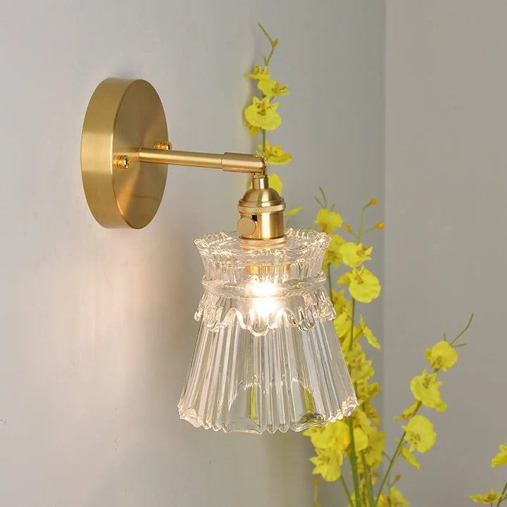 Applique Murale En Pate De Verre De Style Tulipe Or