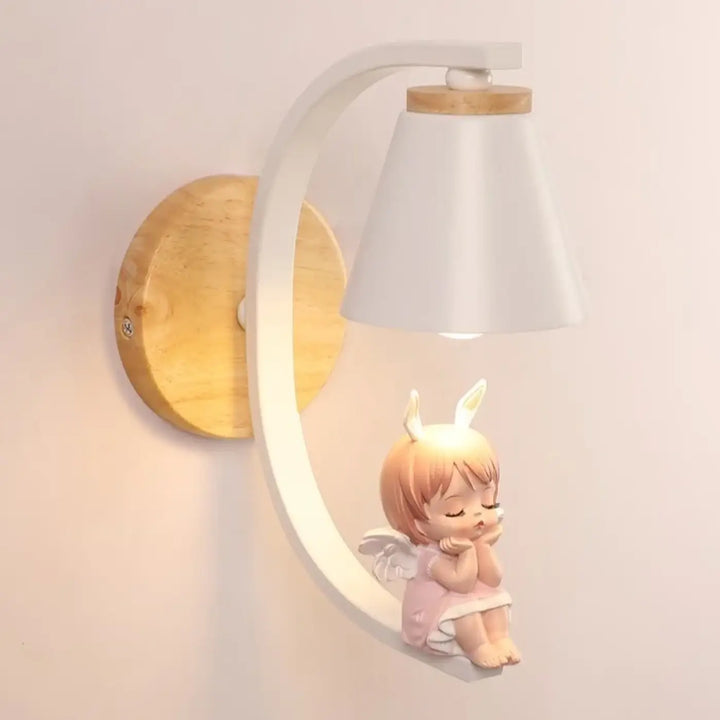Applique murale avec petite fée rose pour chambre de fille

