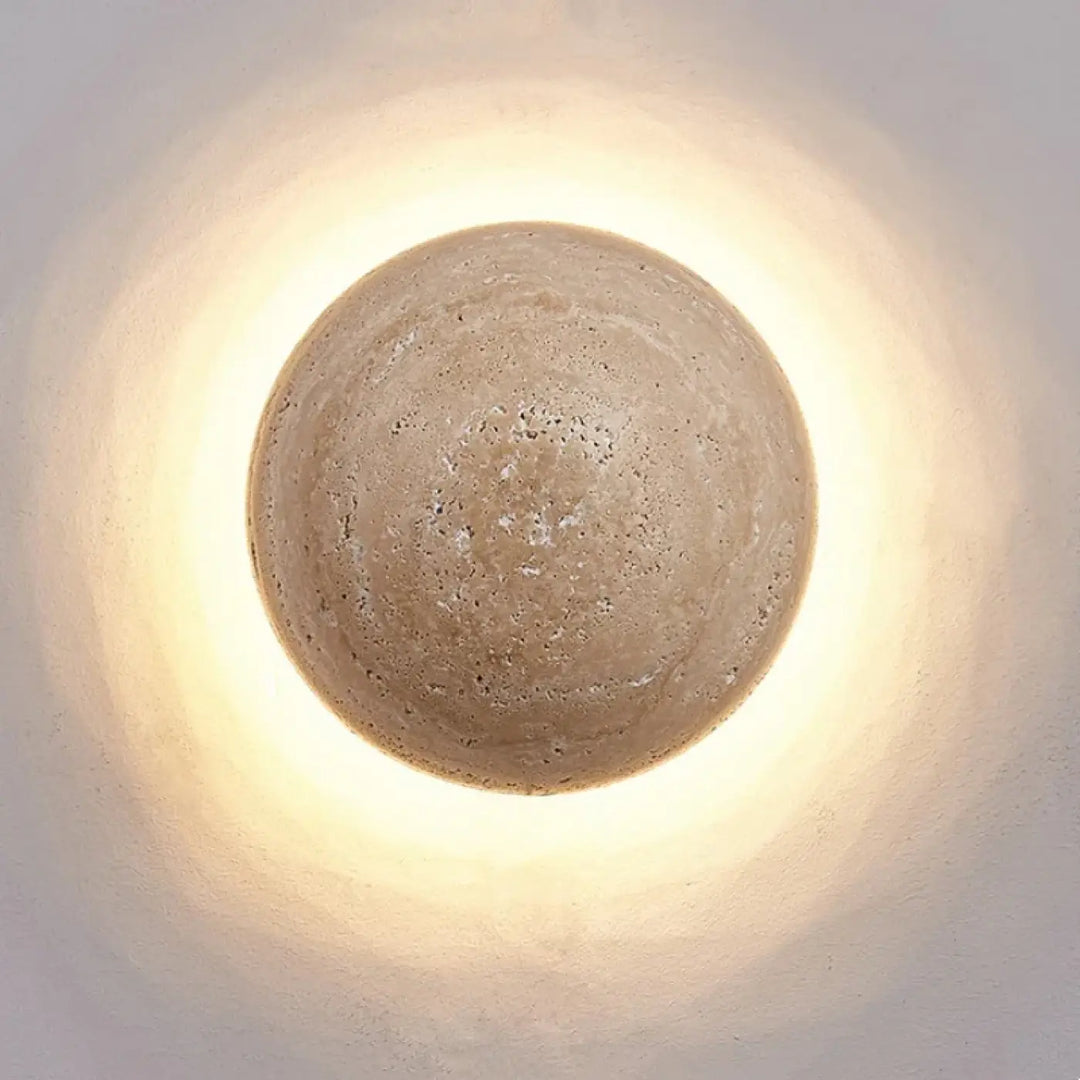 Applique Murale En Pierre Beige Avec Éclairage LED Moderne